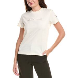 Moncler Womens Embroidered Logo T-Shirt, White